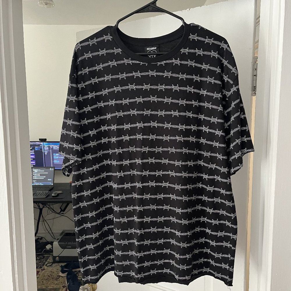 Bad Monday - Men's Barbed Wire All Over Print Black Tee (XL)